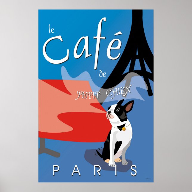 Pôster Le Cafe de Petit Chien, Paris (bleu) (Frente)