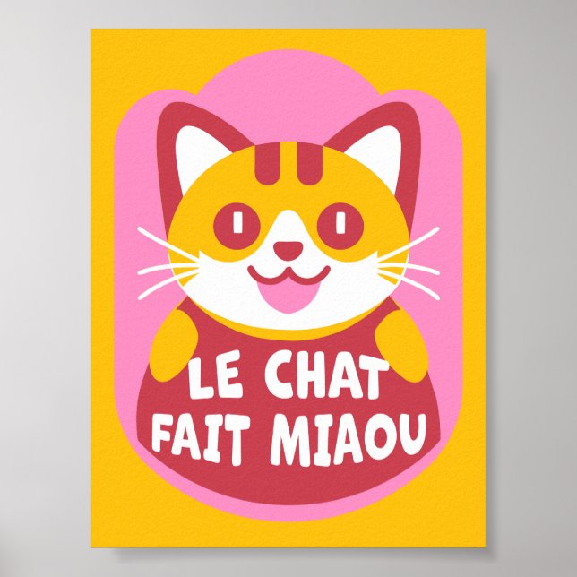 Poster Le Chat Fait Miaou Cute French Orange Tabby (Frente)