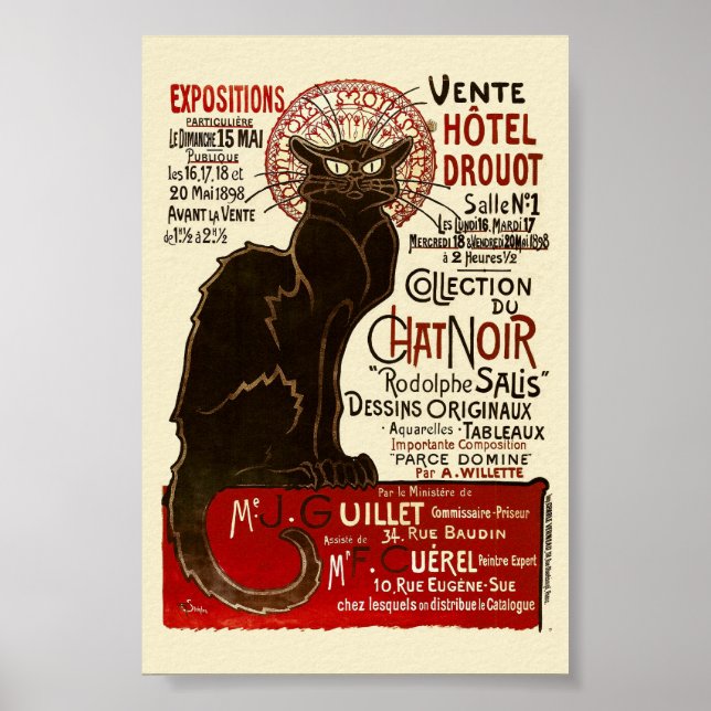 Pôster Le Chat Noir, Vente Hôtel Drouot Fine Art (Frente)