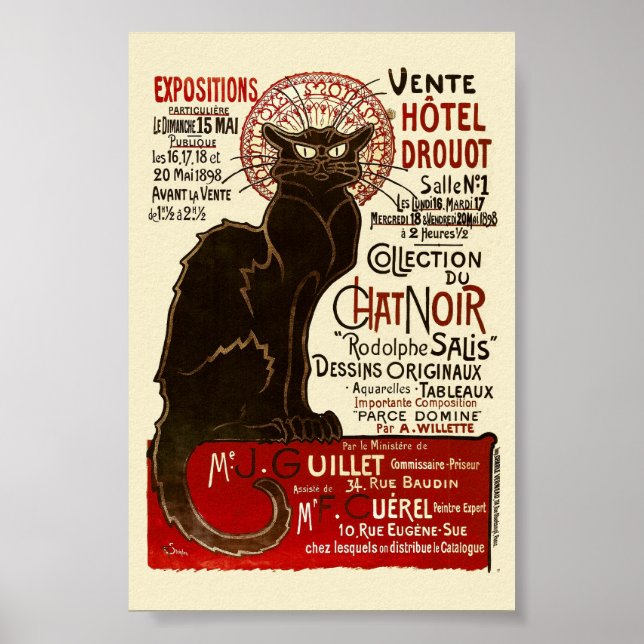 Pôster Le Chat Noir, Vente Hôtel Drouot Fine Art (Frente)