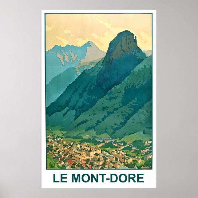 Poster Le Mont-Dore, Auvergne-Rhône-Alp, montanhas, Franç (Frente)