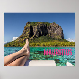 Poster Le Morne Brabant Maurícia vista de barco no mar