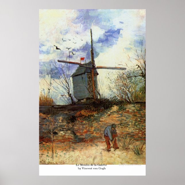 Pôster Le Moulin de la Galette by Vincent van Gogh (Frente)