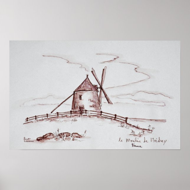 Poster Le Moulin de Moidrey Windmill | Pontorson (Frente)