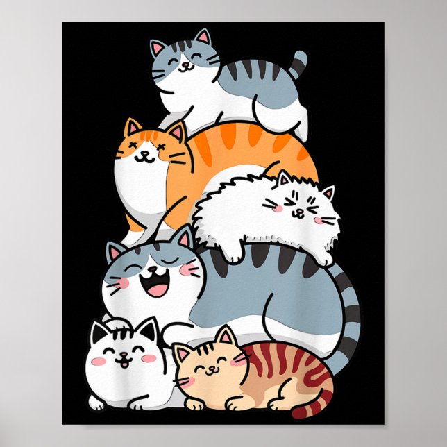 Poster Le Of Kitty Cats Funny Cute Cat Lover For Girls Ki (Frente)
