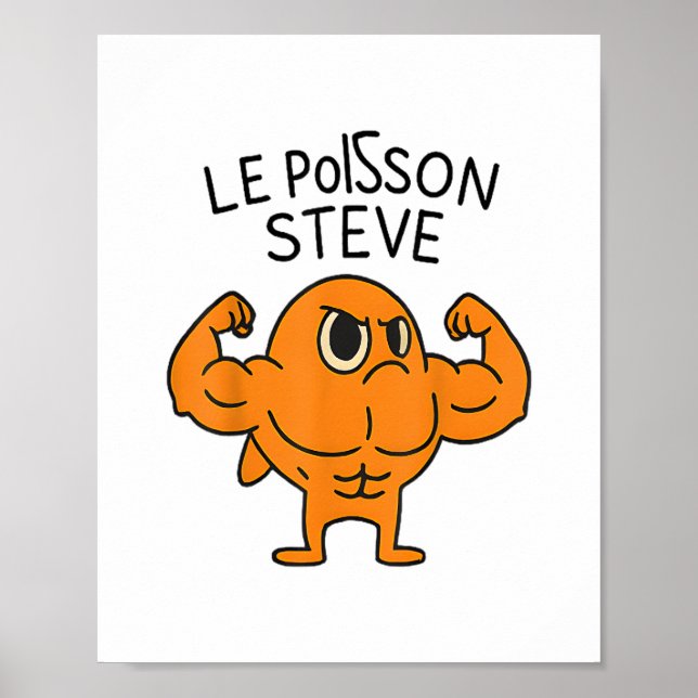 Poster Le Poisson Steve Funny Muscular Fish Cartoon (Frente)
