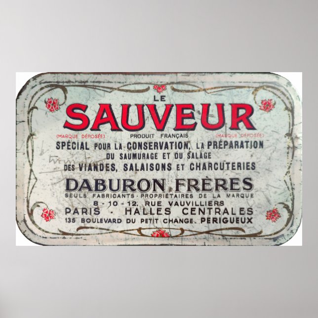 Poster Le Sauveur, conservador francês de carne. (Frente)