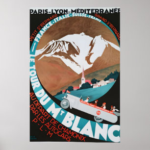 Poster Le Tour de Mt Blanc França Itália Vintage927 Viage