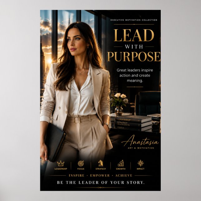 Poster Lead With Purpose – Executive Motivation Wall Art (Frente)
