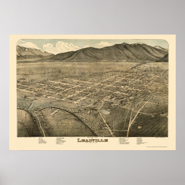 Poster Leadville, CO Panoramic Map - 1879 (Frente)