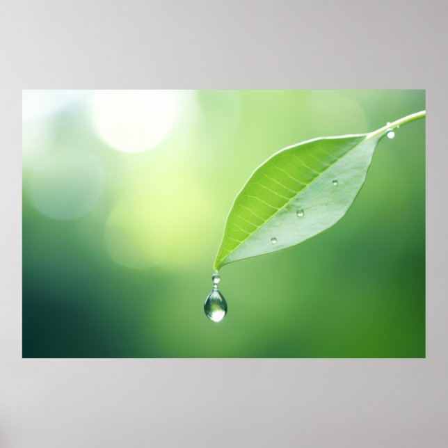 Poster Leaf Água Caída Natureza Serene Tranquil (Frente)