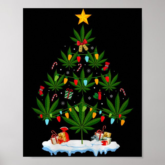 Poster Leaf Christmas Tree Weed Stoner Xmas Premium Tri-b (Frente)