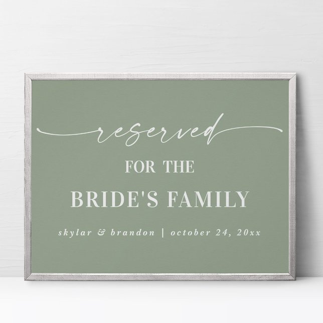 Poster Leaf Green Reserved Sinal de Casamento Familiar da (Criador carregado)