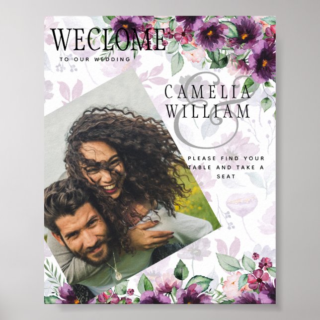 Poster Leah G Plum Purple Berry Floral Casamento Fall Win (Frente)