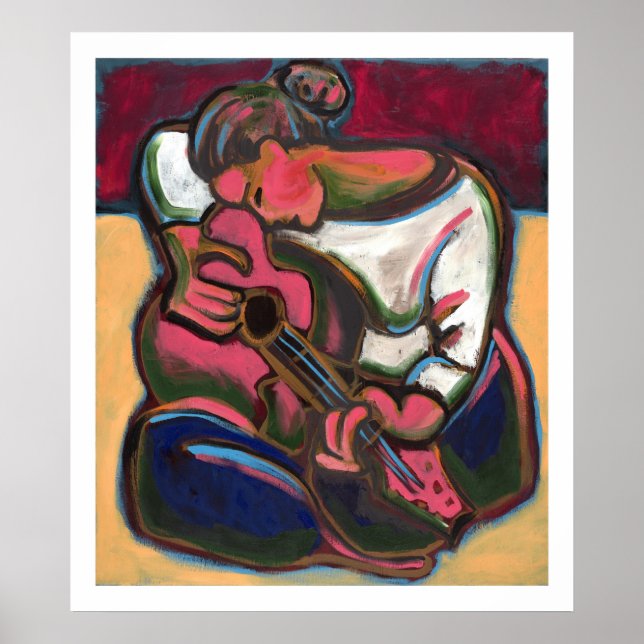 Pôster Leah toca violão (Frente)