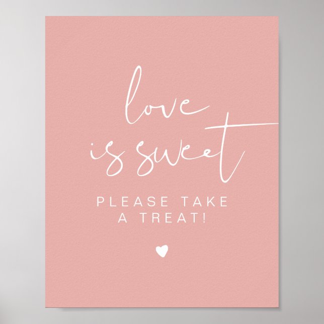 Poster LEAH Vibrant Pink Love é Sweet Trepar Favor Mesa (Frente)