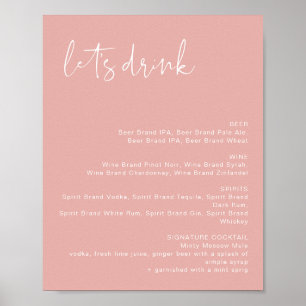 Poster LEAH Vibrante Menu de Bar Rosa Pastel 