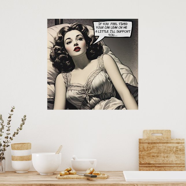 Poster "Lean On Me" 1950's Romance Comic Poster" (Cozinha)