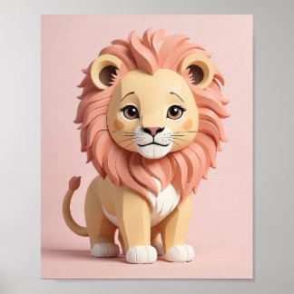 Poster Leão Adorável - Safari Animal Nursery Wall Art for