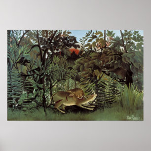 Poster Leão com fome por Henri Rousseau, animal selvagem