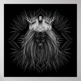 Poster Leão com Monograma Coroa