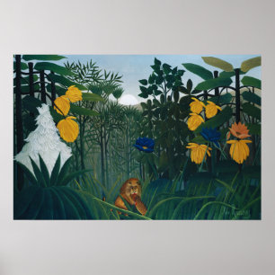 Poster Leão da Selva Vintage Henri Rousseau Arte Famosa
