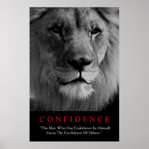 Poster Leão de Confiança Inspiradora Branco Preto