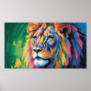 Poster Leão de juba elétrica - Arte da vida selvagem dos