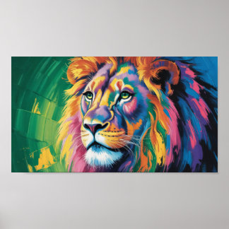 Poster Leão de juba elétrica - Arte da vida selvagem dos
