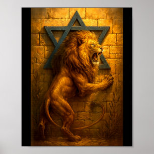 Poster Leão de Judá Muro Ocidental de Jerusalém A Estrela