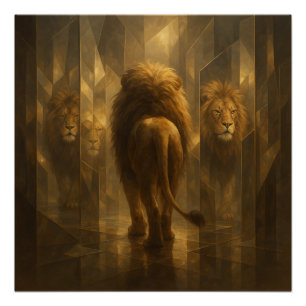 Pôster Leão Dourado em um Labirinto de Espelhos – Majesto