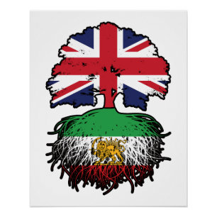 Pôster Leão e Sol de Raízes Iranianas Crescidas Britânica