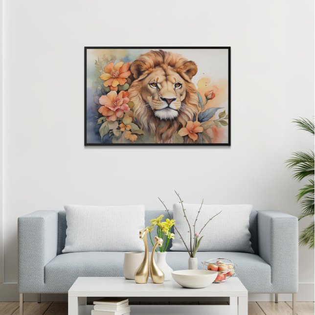 Poster Leão em Bloom Fine Serene Wild Animal (Criador carregado)
