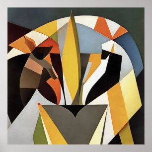 Poster Leão Em Estilo Geométrico De Arte Abstrato