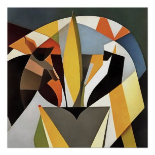 Pôster Leão Em Estilo Geométrico De Arte Abstrato