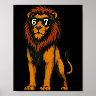 Poster Leão Engraçado Sungles 67 Seis Sete Meme