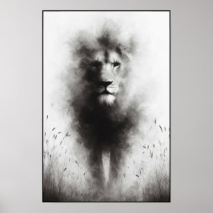 Poster Leão Majestoso Em Mist Gentil