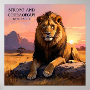 Poster Leão Majestoso em Pintura Religiosa Selvagem