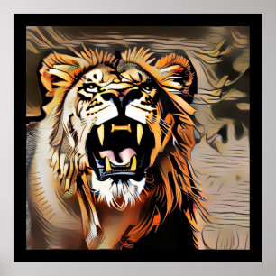 Poster Leão Majestoso Fierce - Rei Das Bestas