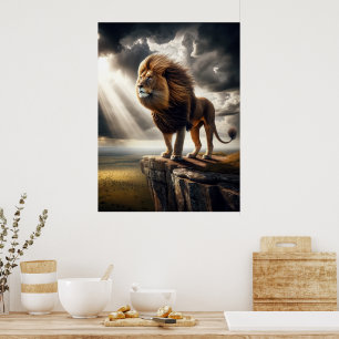 Poster Leão Majestoso no Cliff - Vida Selvagem Inspiracio
