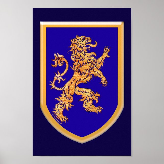 Poster Leão na blindagem azul (Frente)