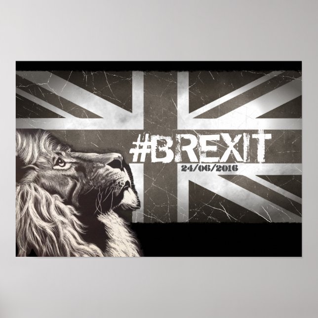 Poster Leão orgulhoso #Brexit Personalize a data 24/06/20 (Frente)