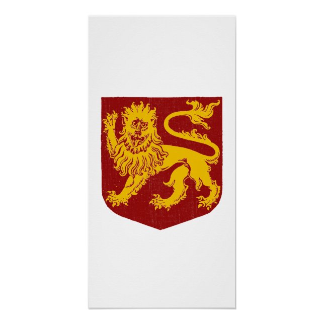 Pôster Leão ouro no Red Shield Heraldry (Frente)