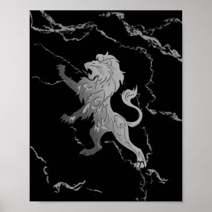 Poster Leão Real Prateado