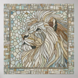 Poster Leão Retrait Musaic Art