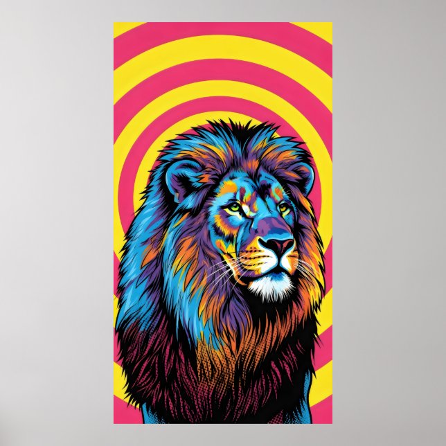 Poster leão vibrante de cor clara (Frente)