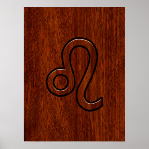Pôster Leão Zodiac - Sinal no estilo Brown Mahogany