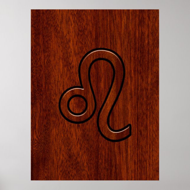 Pôster Leão Zodiac - Sinal no estilo Brown Mahogany (Frente)