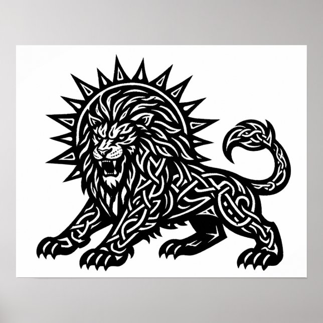 Poster Leão Zodíaco Sol‑Crina Leão | BurnsInHell (Frente)