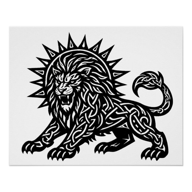 Pôster Leão Zodíaco Sol‑Crina Leão | BurnsInHell (Frente)